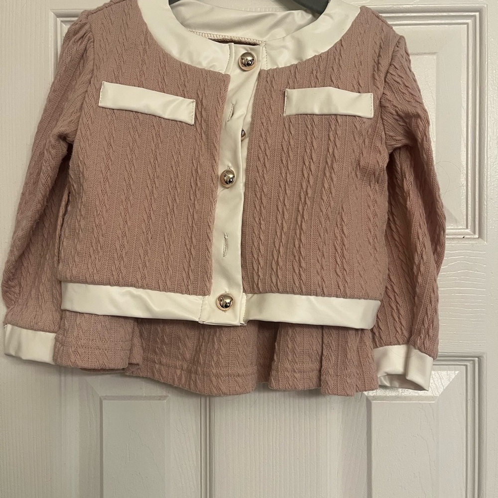 Pink and White Textured Cardigan